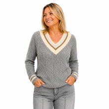 Load image into Gallery viewer, Metallic Sparkle V-Neck Sweater