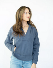 Load image into Gallery viewer, Split Neck Hoodie - Granite