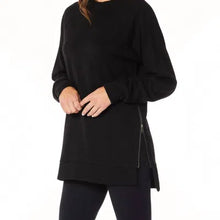 Load image into Gallery viewer, Zip Side Crewneck Tunic - Black