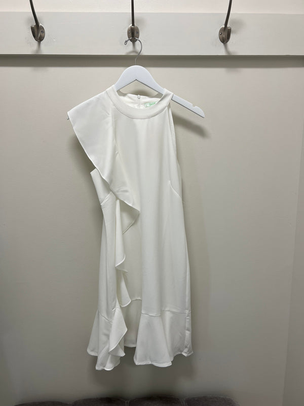 white side ruffles dress