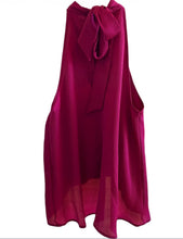 Load image into Gallery viewer, Textured Satin Halter Bubble Top - Fuschia
