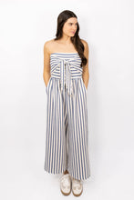 Load image into Gallery viewer, Strapless Tie Front Striped Jumpsuit
