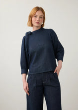 Load image into Gallery viewer, Tie Shoulder Dark Wash Denim Top
