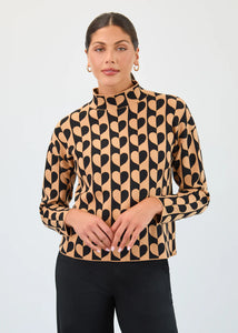 Love Jacquard Mock Neck Sweater Heart