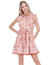 Load image into Gallery viewer, Sleeveless Shirt Dress- B.Orange Palm
