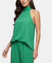 Load image into Gallery viewer, Textured Satin Halter Bubble Top - Green

