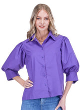 Load image into Gallery viewer, Puff Sleeve Shirt- Purple
