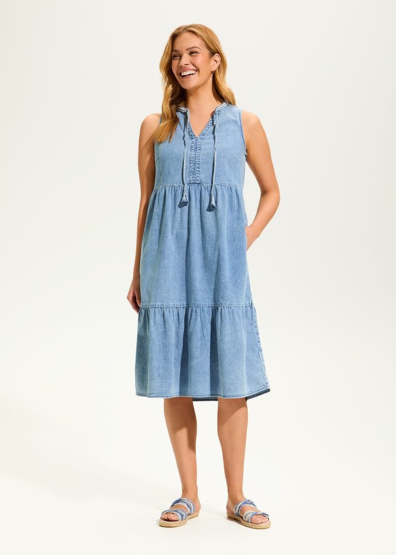 FDJ - Meadows Light Denimn Tiered Dress