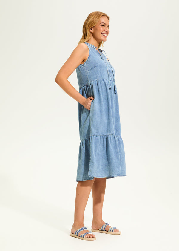 FDJ - Meadows Light Denimn Tiered Dress