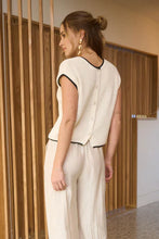 Load image into Gallery viewer, Contrast Trim Sweater Knit top w/back buttons
