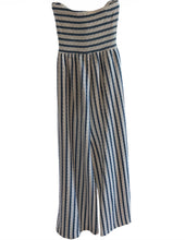 Load image into Gallery viewer, Strapless Tie Front Striped Jumpsuit

