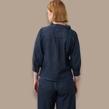 Load image into Gallery viewer, Tie Shoulder Dark Wash Denim Top
