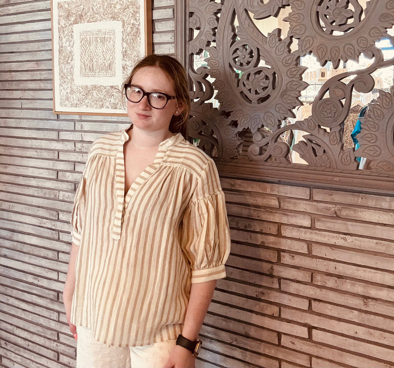 Stripe Top - Taupe