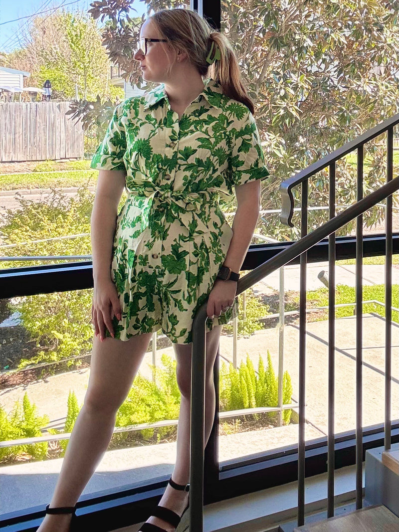 Print Romper - Green