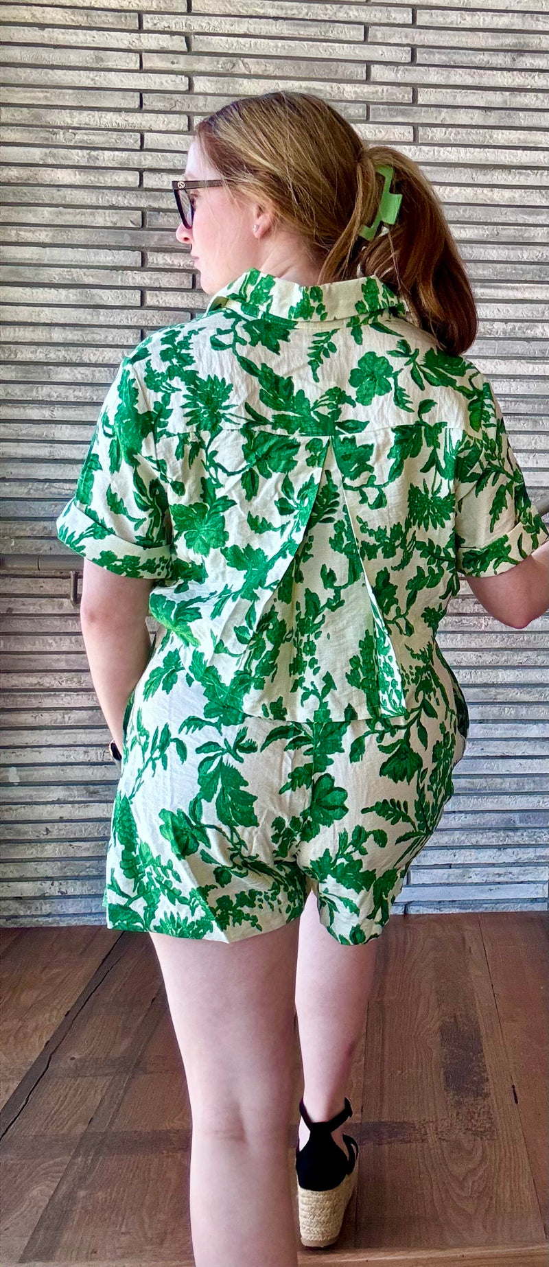 Print Romper - Green