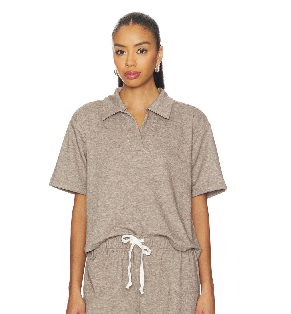Bobi Taupe Drop Shoulder SS Polo