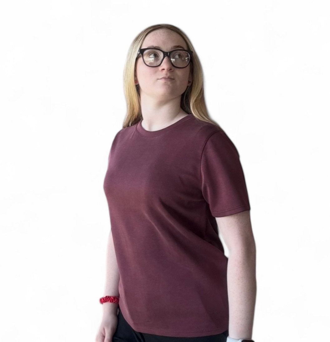 S/S Scuba Crew Neck Top - Maroon