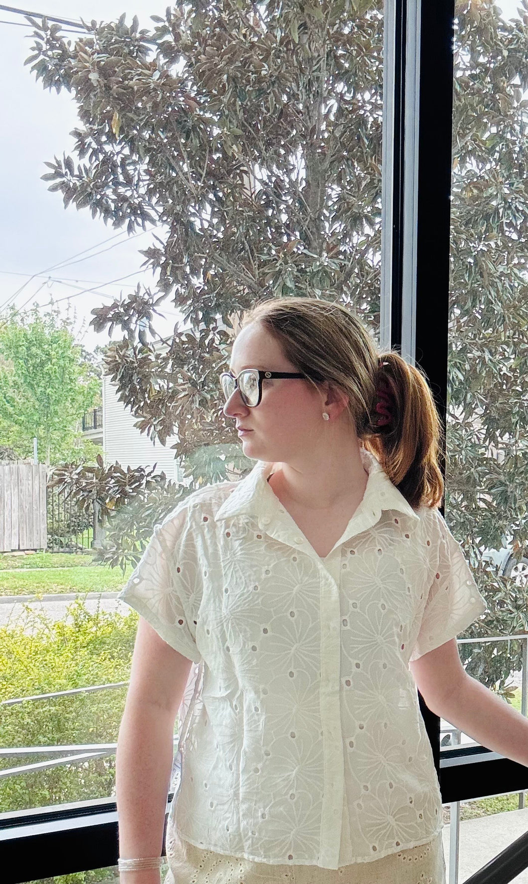 Embroidery Linen Blouse - Light Sand