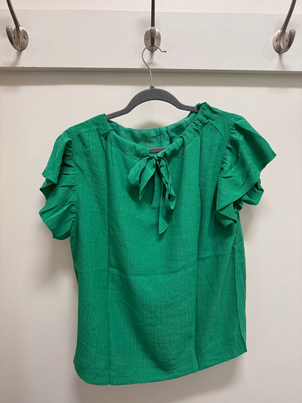 Ruched Neck Top-Green