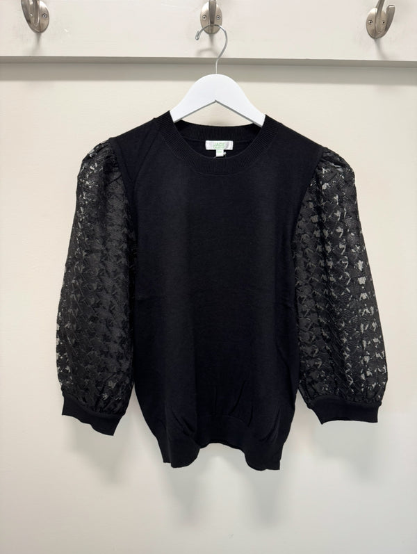 Black Pattern Sleeve Sweater