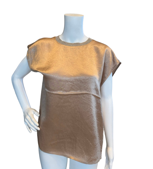 Light Sand Crushed Satin Tee