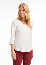 Load image into Gallery viewer, IVORY BABY RIB 3/4 VNECK TOP
