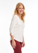 Load image into Gallery viewer, IVORY BABY RIB 3/4 VNECK TOP
