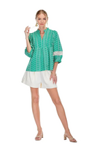 Load image into Gallery viewer, Joy Joy - Green Eye Lace Trim Batwing Top
