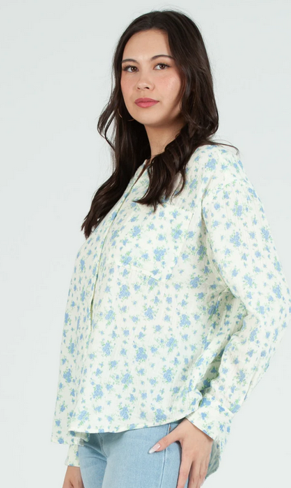 Women's Gauze Button Down Shirt in Ditzy Floral