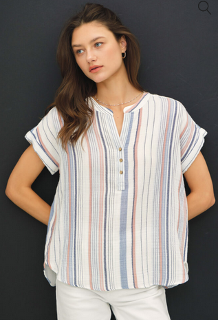 Gauze Striped Top