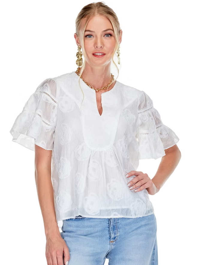 Trimmed Flare Sleeve Top