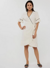 Load image into Gallery viewer, Linen Fancy Contrast Stitch Dress
