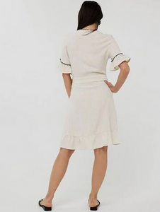 Linen Fancy Contrast Stitch Dress