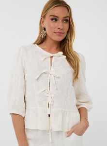 Embroidery Linen Blouse - Light Sand
