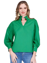Load image into Gallery viewer, Split Stand Collar Trim Top Green
