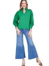 Load image into Gallery viewer, Split Stand Collar Trim Top Green
