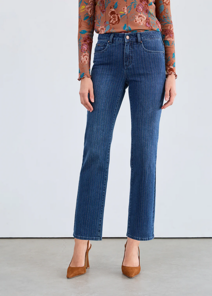 Dark Olivia Pinstape Wash Jean