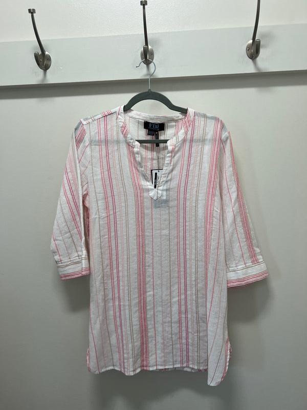 pink stripe gauze tunic