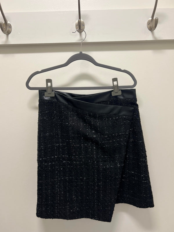 skirt tweed overlap - black