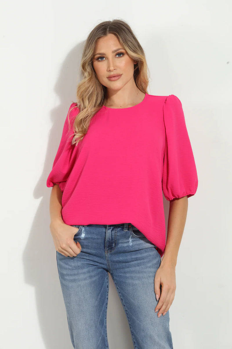 Puff Sleeve Blouse Fuschia Airflow