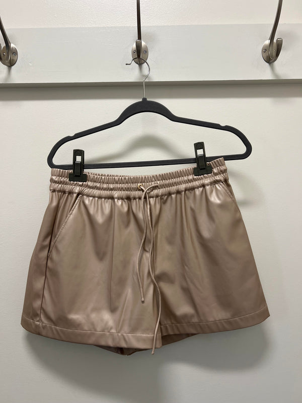 pearl faux leather shorts