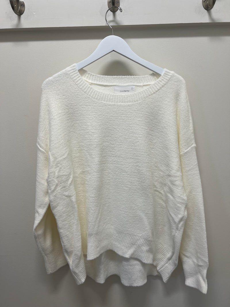 crew neck oversized sweater - ivory