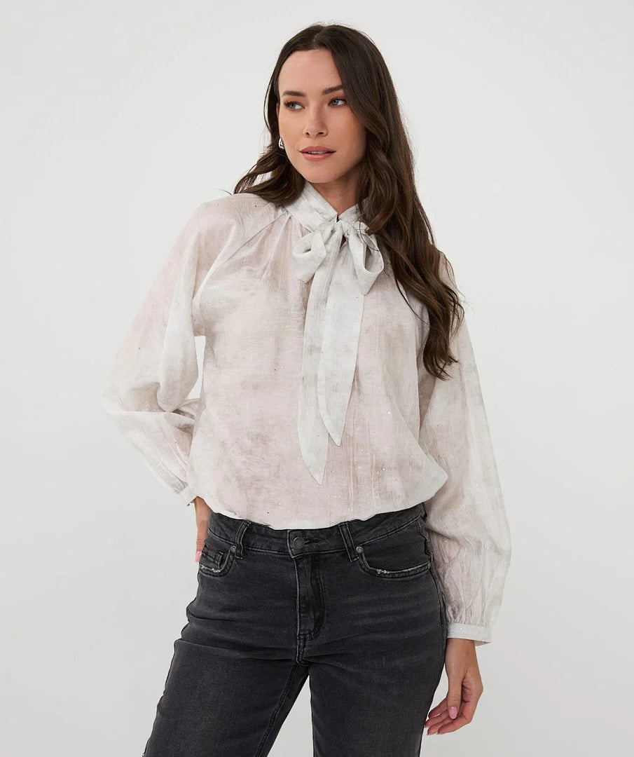 Off White Raglan Blouse W/Sparkle