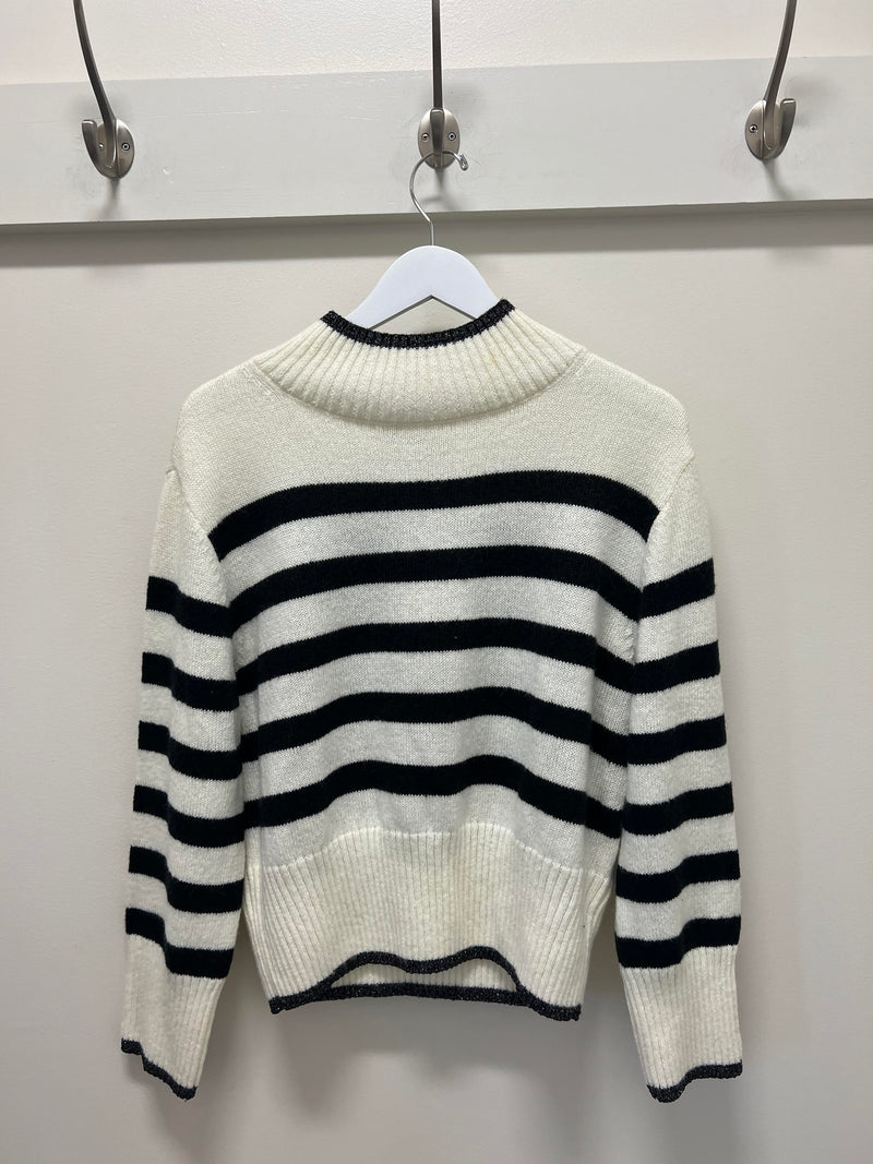 sweater striped lurex - off white/black