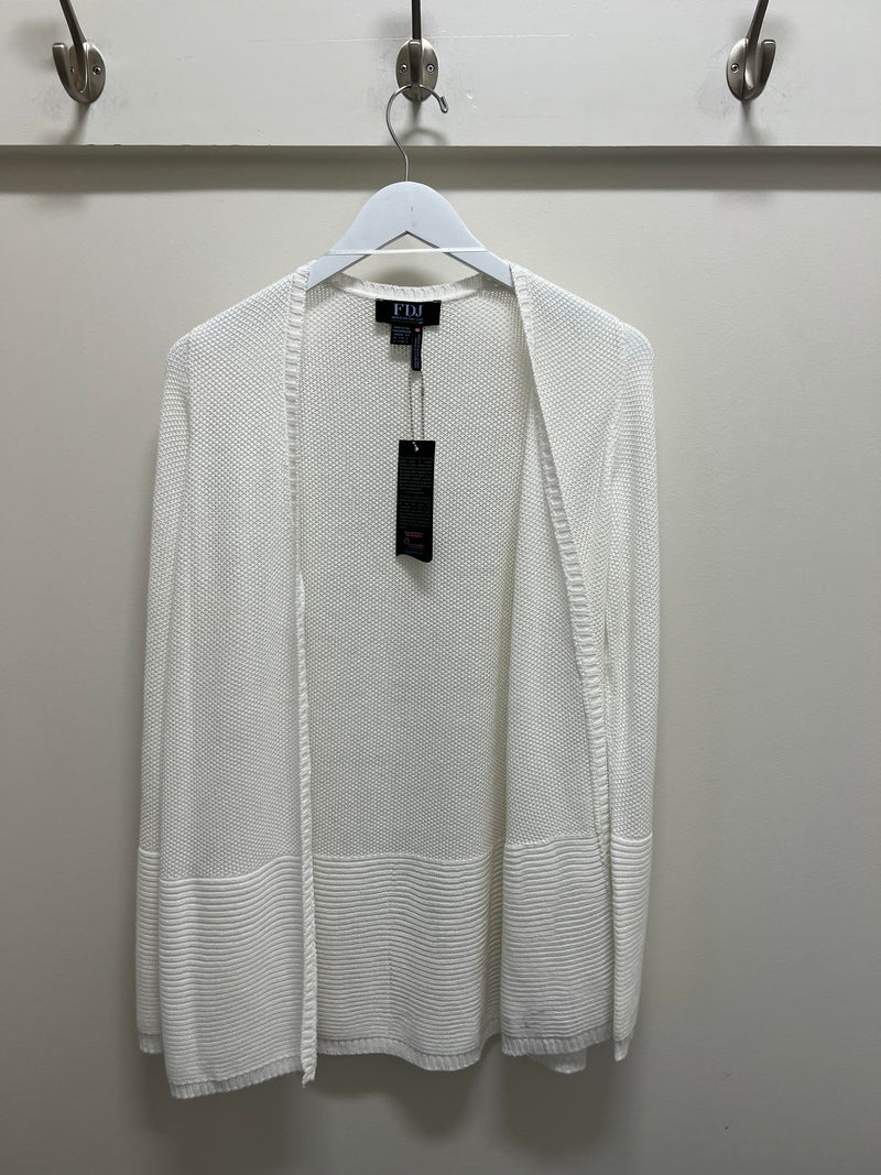 white textured cardigan