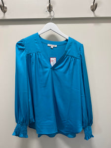 Turquoise V-Neck Blouse