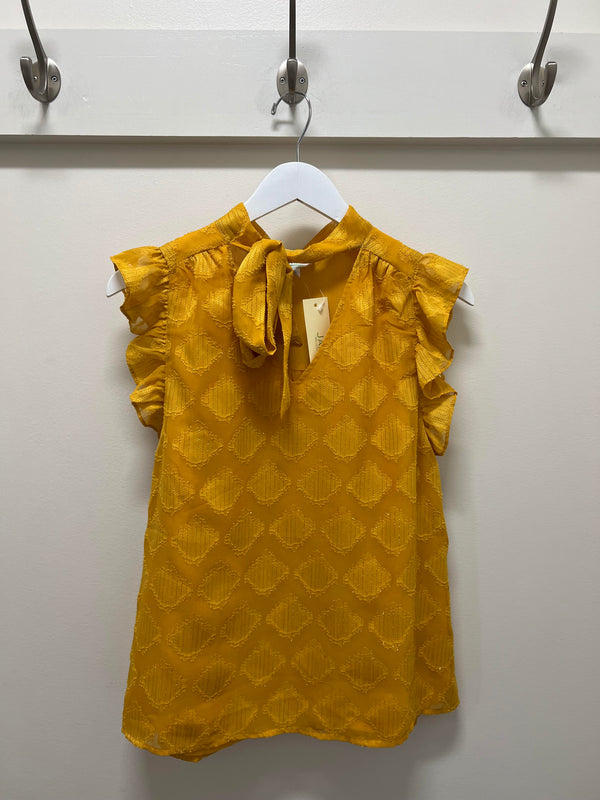 tie front shell top - mustard
