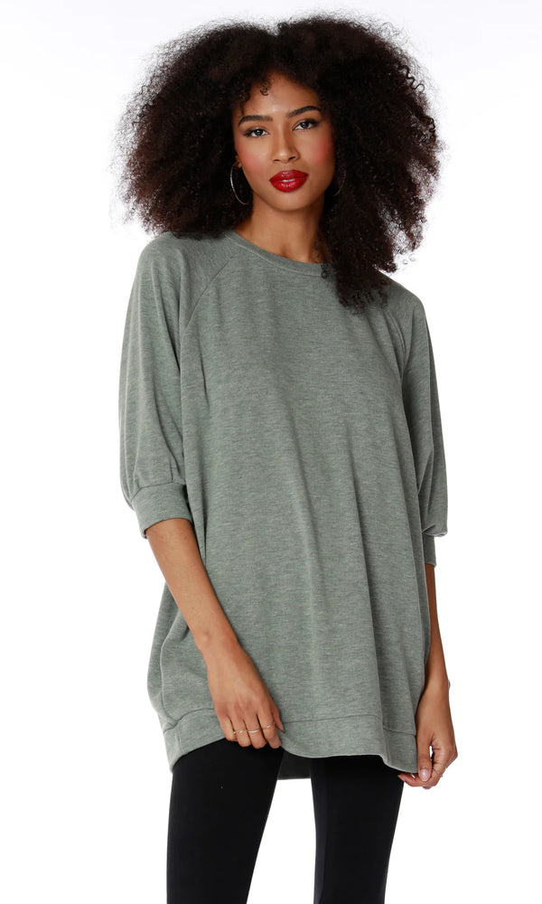 3/4 sleeve tunic - army