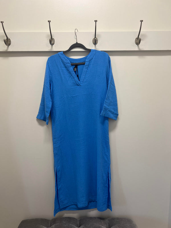 raw edge 3/4 slv midi caftan - mykonos