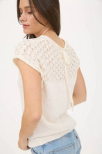 Load image into Gallery viewer, Eyelet Yoke Knit Tie Back Top
